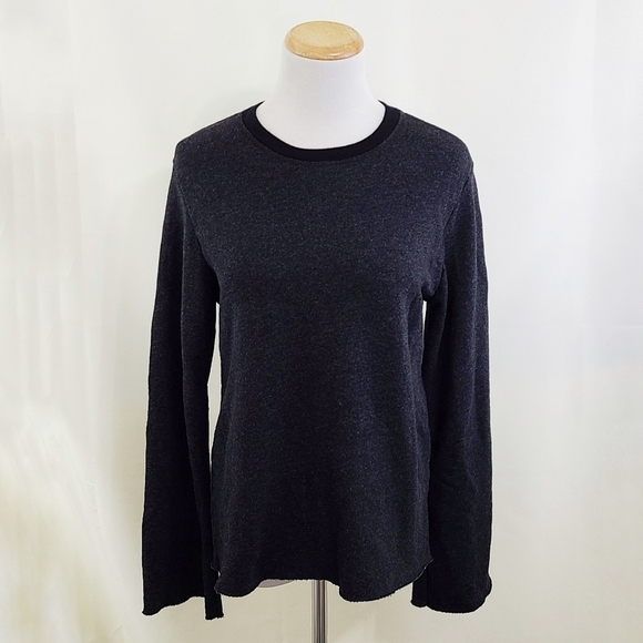 Monrow distressed black sweatshirt angel sleeves raw size medium - Picture 1 of 6